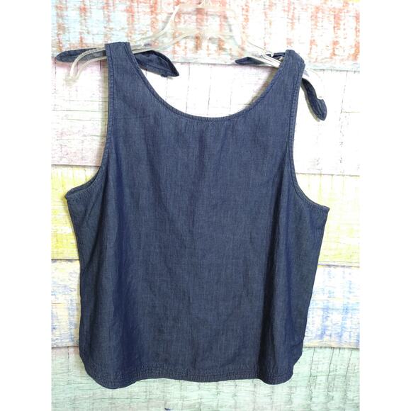 Caslon chambray tie shoulder blouse L - Picture 3 of 4